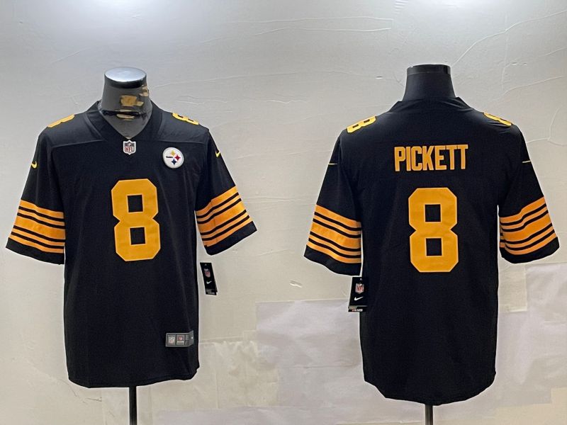 Men Pittsburgh Steelers #8 Pickett Black 2024 Nike Limited NFL Jersey style 1